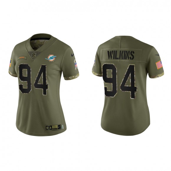 Christian Wilkins Women's Miami Dolphins Olive 2022 Salute To Service Limited Jersey