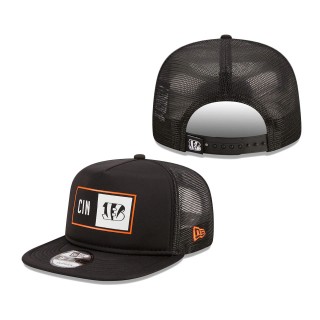 Men's Cincinnati Bengals New Era Black Balanced Trucker 9FIFTY Snapback Hat