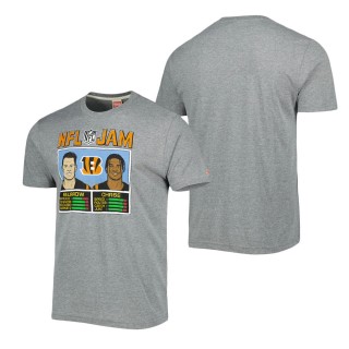 Men's Cincinnati Bengals Ja'Marr Chase & Joe Burrow Homage Heathered Gray NFL Jam Tri-Blend T-Shirt
