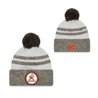 Men's Cleveland Browns Brown 2022 Sideline Historic Cuffed Pom Knit Hat
