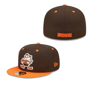 Men's Cleveland Browns Brown Orange Gridiron Classics Two-Tone Flipside 59FIFTY Fitted Hat