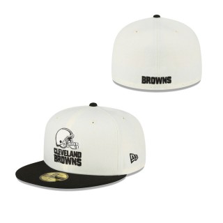 Men's Cleveland Browns Cream Black Chrome Collection 59FIFTY Fitted Hat