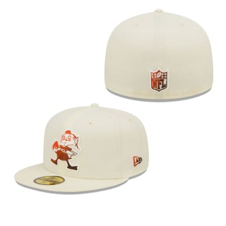 Men's Cleveland Browns Cream Chrome Dim 59FIFTY Fitted Hat