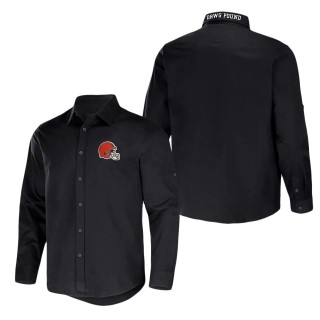 Men's Cleveland Browns NFL x Darius Rucker Collection by Fanatics Black Convertible Twill Long Sleeve Button-Up Shirt