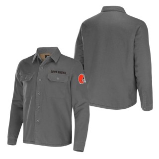 Men's Cleveland Browns NFL x Darius Rucker Collection by Fanatics Gray Canvas Button-Up Shirt Jacket