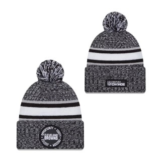Cleveland Browns Heather Black 2023 Inspire Change Cuffed Knit Hat With Pom