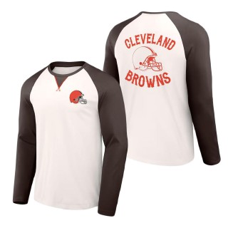 Cleveland Browns NFL x Darius Rucker Collection Cream Brown Long Sleeve Raglan T-Shirt