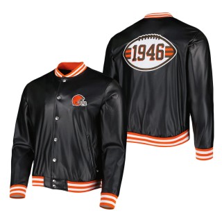 Men's Cleveland Browns The Wild Collective Black Metallic Bomber Full-Snap Jacket