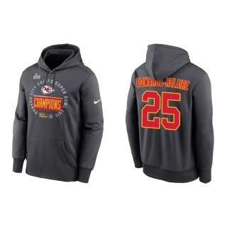 Clyde Edwards-Helaire Kansas City Chiefs Anthracite Super Bowl LVII Champions Locker Room Trophy Collection Pullover Hoodie