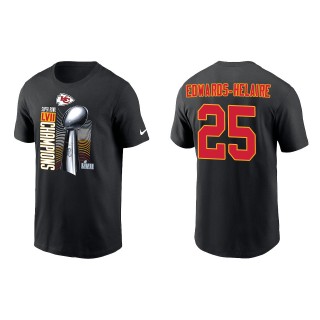 Clyde Edwards-Helaire Kansas City Chiefs Black Super Bowl LVII Champions Lombardi Trophy T-Shirt