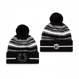 Indianapolis Colts Black 2021 NFL Sideline Sport Pom Cuffed Knit Hat