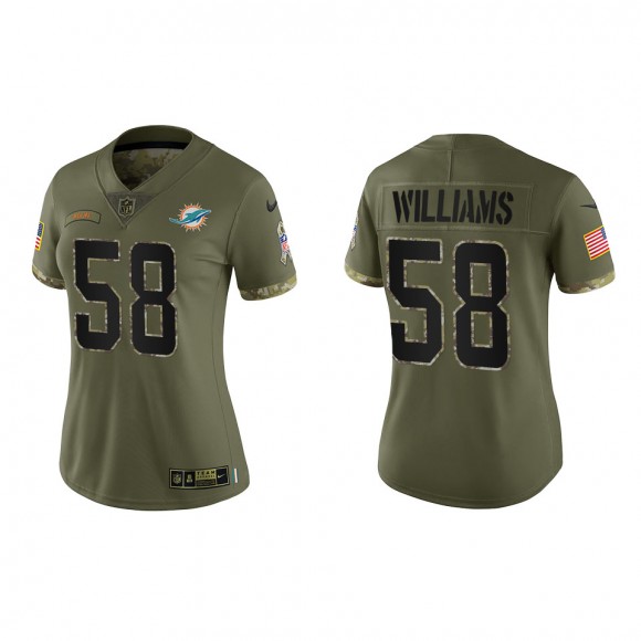 Connor Williams Women's Miami Dolphins Olive 2022 Salute To Service Limited Jersey