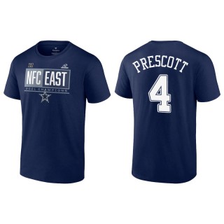 Men's Cowboys Dak Prescott Navy 2021 NFC East Division Champions Blocked Favorite T-Shirt
