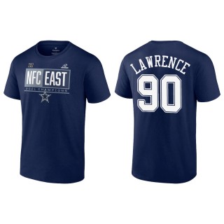 Men's Cowboys Demarcus Lawrence Navy 2021 NFC East Division Champions Blocked Favorite T-Shirt