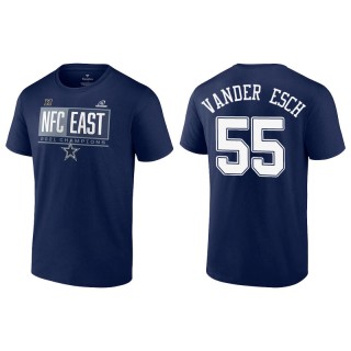 Men's Cowboys Leighton Vander Esch Navy 2021 NFC East Division Champions Blocked Favorite T-Shirt