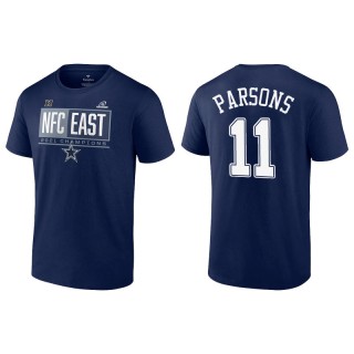 Men's Cowboys Micah Parsons Navy 2021 NFC East Division Champions Blocked Favorite T-Shirt