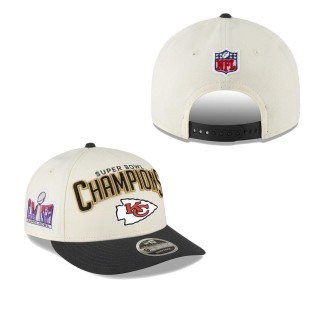 Chiefs Cream Black Super Bowl LVIII Champions Locker Room Low Profile 9FIFTY Adjustable Hat