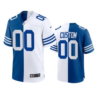 Indianapolis Colts Custom 2021 Royal White Throwback Split Jersey