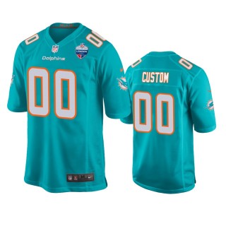 Miami Dolphins Custom Aqua 2021 London Games Patch Game Jersey