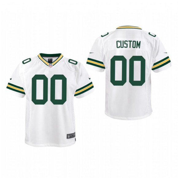 Youth Green Bay Packers Custom Game Jersey - White