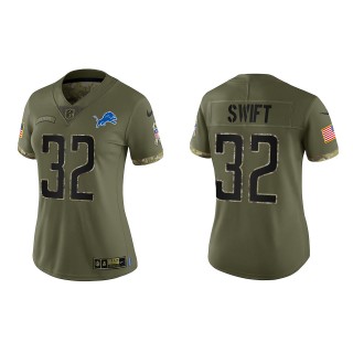 D'Andre Swift Women's Detroit Lions Olive 2022 Salute To Service Limited Jersey