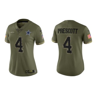 Dak Prescott Women's Dallas Cowboys Olive 2022 Salute To Service Limited Jersey
