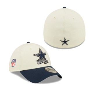 Men's Dallas Cowboys Cream Navy 2022 Sideline 39THIRTY 2-Tone Flex Hat
