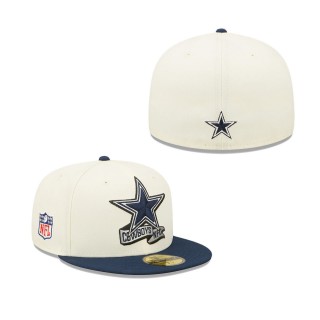 Men's Dallas Cowboys Cream Navy 2022 Sideline 59FIFTY Fitted Hat
