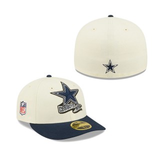 Men's Dallas Cowboys Cream Navy 2022 Sideline Low Profile 59FIFTY Fitted Hat