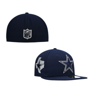Men's Dallas Cowboys New Era Navy Team State Clip 59FIFTY Fitted Hat
