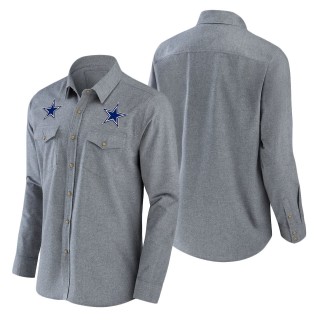 Men's Dallas Cowboys NFL x Darius Rucker Collection by Fanatics Gray Chambray Long Sleeve Button-Up Shirt