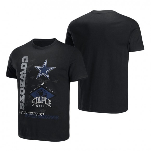 Men's Dallas Cowboys NFL x Staple Black World Renowned T-Shirt