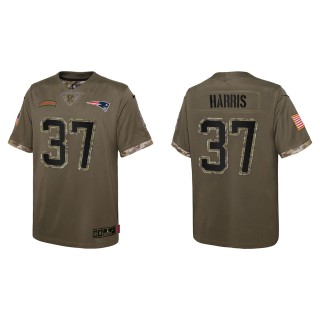 Damien Harris Youth New England Patriots Olive 2022 Salute To Service Limited Jersey