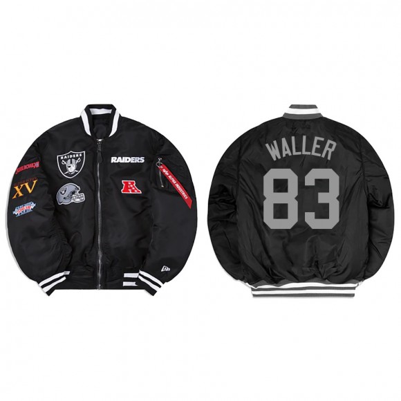 Darren Waller Alpha Industries X Las Vegas Raiders MA-1 Bomber Black Jacket