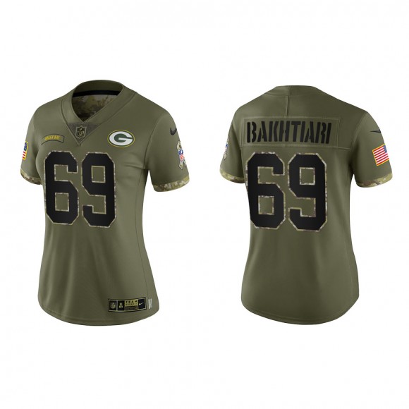 David Bakhtiari Women's Green Bay Packers Olive 2022 Salute To Service Limited Jersey
