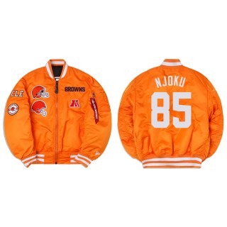 David Njoku Alpha Industries X Cleveland Browns MA-1 Bomber Orange Jacket