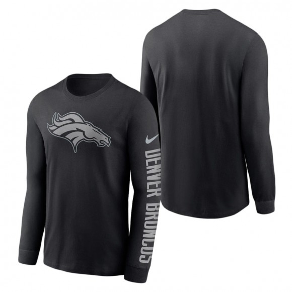 Men's Denver Broncos Black RFLCTV Name and Logo T-Shirt
