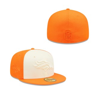 Men's Denver Broncos Cream Orange Tonal Super Bowl XXXII Side Patch 59FIFTY Fitted Hat