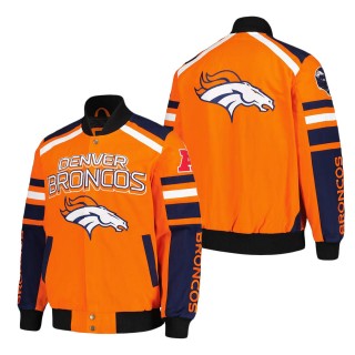 Denver Broncos G-III Sports by Carl Banks Orange Power Forward Racing Full-Snap Jacket
