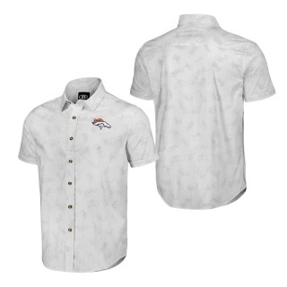 Denver Broncos NFL x Darius Rucker Collection White Woven Short Sleeve Button Up Shirt