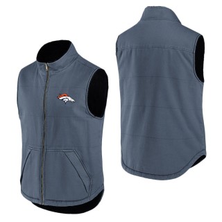 Men's Denver Broncos NFL x Darius Rucker Collection by Fanatics Navy Sherpa-Lined Full-Zip Vest
