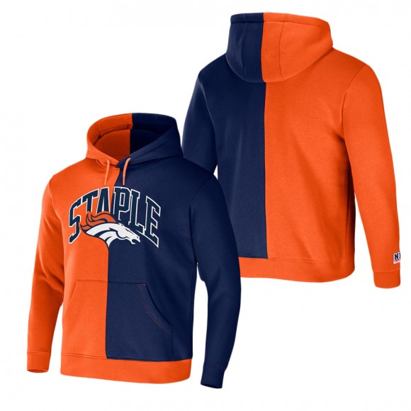 Men's Denver Broncos NFL x Staple Orange Split Logo Pullover Hoodie