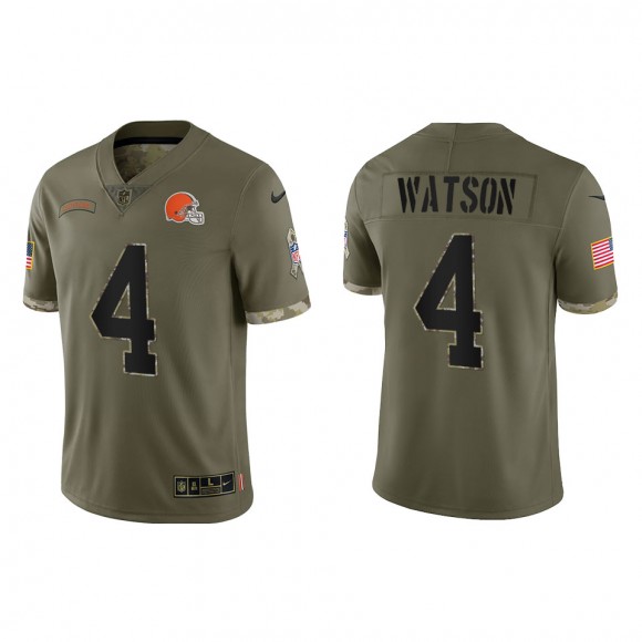 Deshaun Watson Cleveland Browns Olive 2022 Salute To Service Limited Jersey