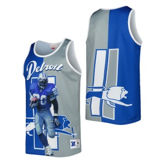 Men's Detroit Lions Barry Sanders Mitchell & Ness Blue Silver Retired Player Graphic Tank Top