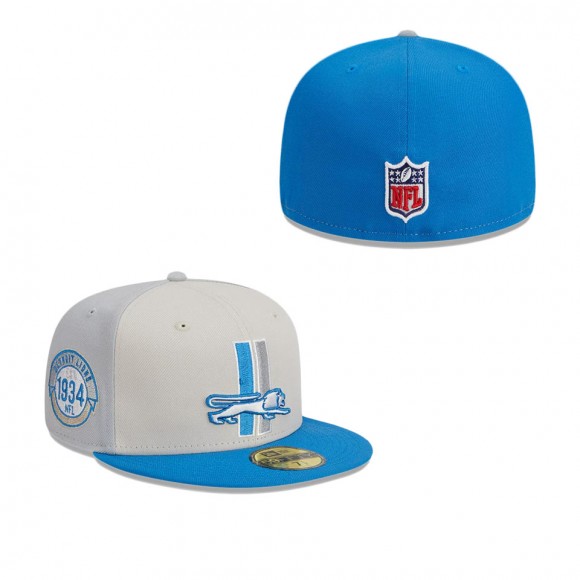 Detroit Lions Cream Blue 2023 Sideline Historic 59FIFTY Fitted Hat