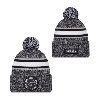 Detroit Lions Heather Black 2023 Inspire Change Cuffed Knit Hat With Pom