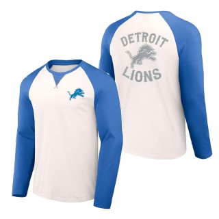Detroit Lions NFL x Darius Rucker Collection Cream Blue Long Sleeve Raglan T-Shirt