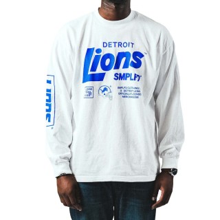 Men's Detroit Lions SMPLFD White Vintage Program Long Sleeve T-Shirt