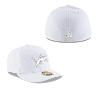 Detroit Lions White on White Low Profile Fitted Hat
