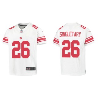 Youth Devin Singletary Giants White Game Jersey